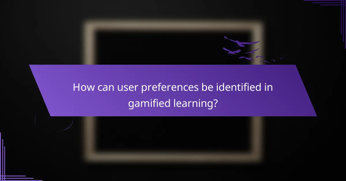 How can user preferences be identified in gamified learning?